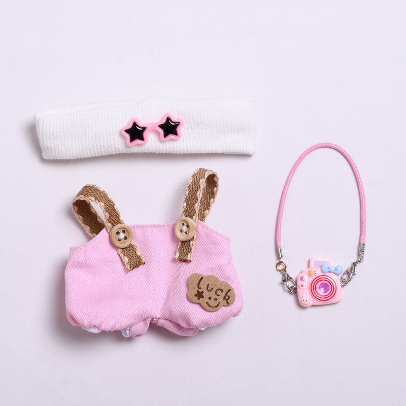 (only-clothes) First and Second Generation Labubu Pendant Luck Overalls Hat Set Labubu Dress-Up Doll Clothes