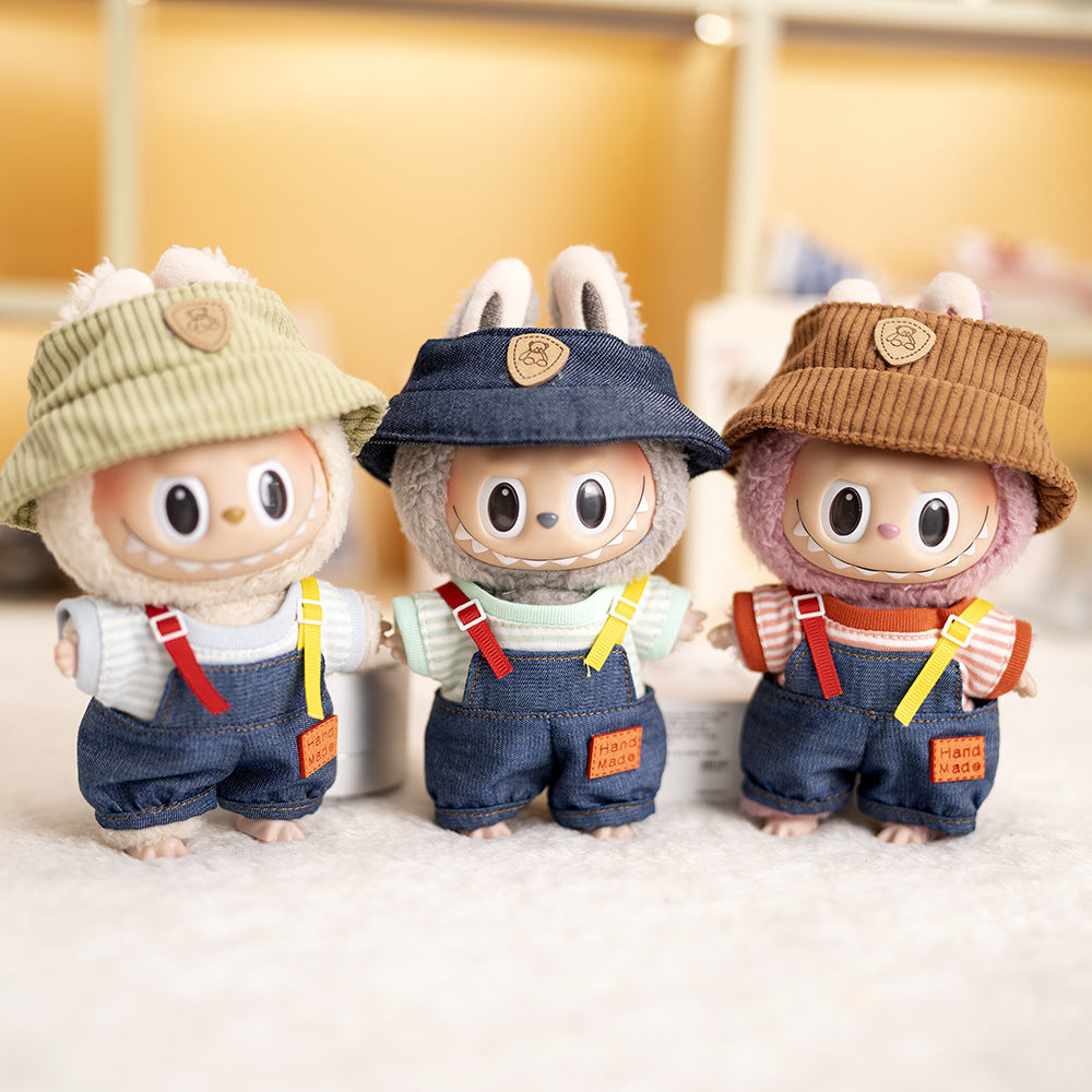 Labubu Plush Doll Clothes T-Shirt with Denim Overalls Labubu Plush Toy Doll Accessories Clothes