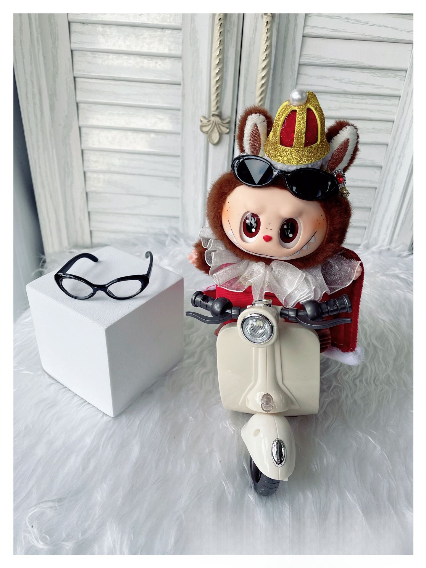(only-clothes) 6.5cm Small Glasses Labubu Glasses Sunglasses Self-Deprecating Bear Glasses Small Cotton Doll Glasses