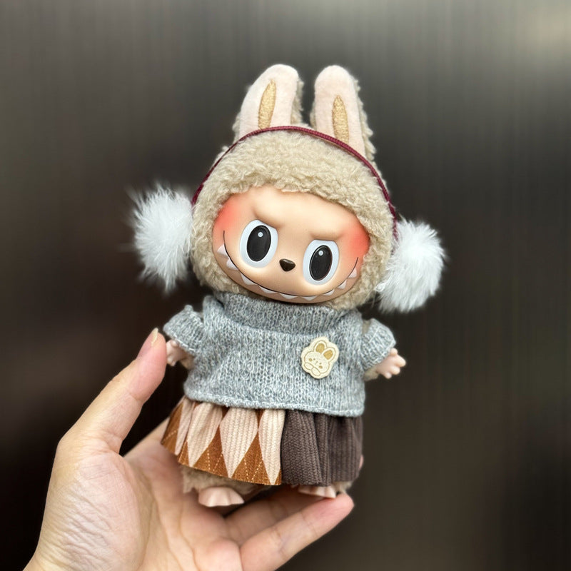 (Only-Clothes) Labubu Baby Clothes 17cm Automobiles Curtain Cloth Blind Box Pendant Generation One Or Two Vinyl Plush Doll for Suit