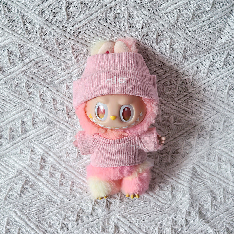 Baby Clothes Suitable for First, Second, and Third Generation 17cm Labubu Macaron Blind Box Sitting Party Logo Knitted Set 