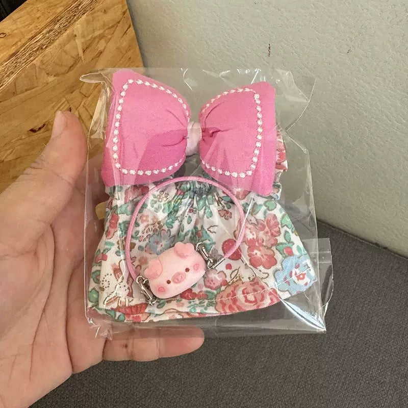 (only-clothes) Only Clothes] 17cm First and Second Generation Labubu Doll Clothes Pendant Labubu Dress Bag Set Bowknot New Style