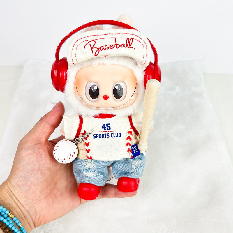 (only-clothes) Labubu Doll Clothes Accessories Sports Outfit Baseball Set First Second Third Generation Blind Box Pendant Labubu Clothes Dress Up