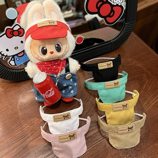 (only-clothes)[Only Hat] Labubu Hat Doll Macaron 17cm Vinyl Plush Doll Sun Hat Doll Accessories