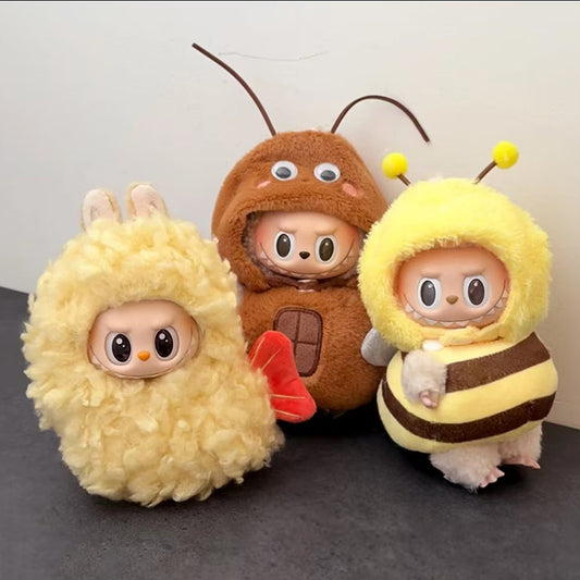 Labubu First Second Third Generation Cockroach Clothes Fried Shrimp Set 10cm Doll Clothes Outfit Labubu Doll Accessories 