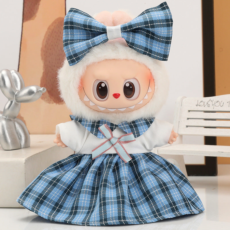 17cm Labubu First Second Third Generation Sitting Party Dress Set Doll Clothes Cute