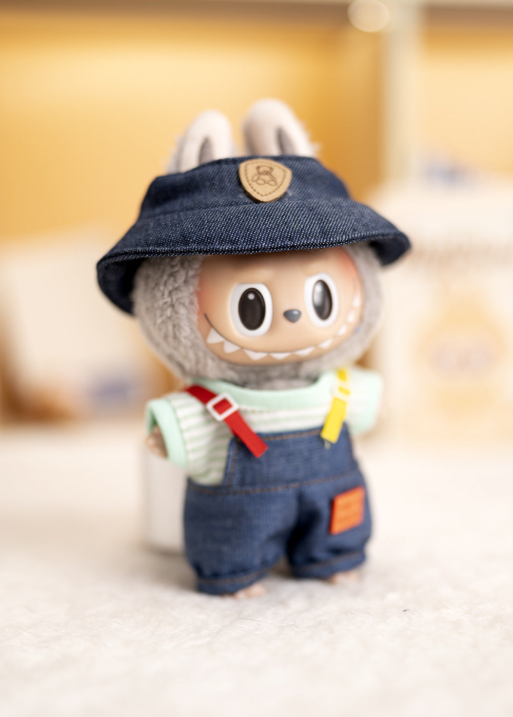 Labubu Plush Doll Clothes T-Shirt with Denim Overalls Labubu Plush Toy Doll Accessories Clothes