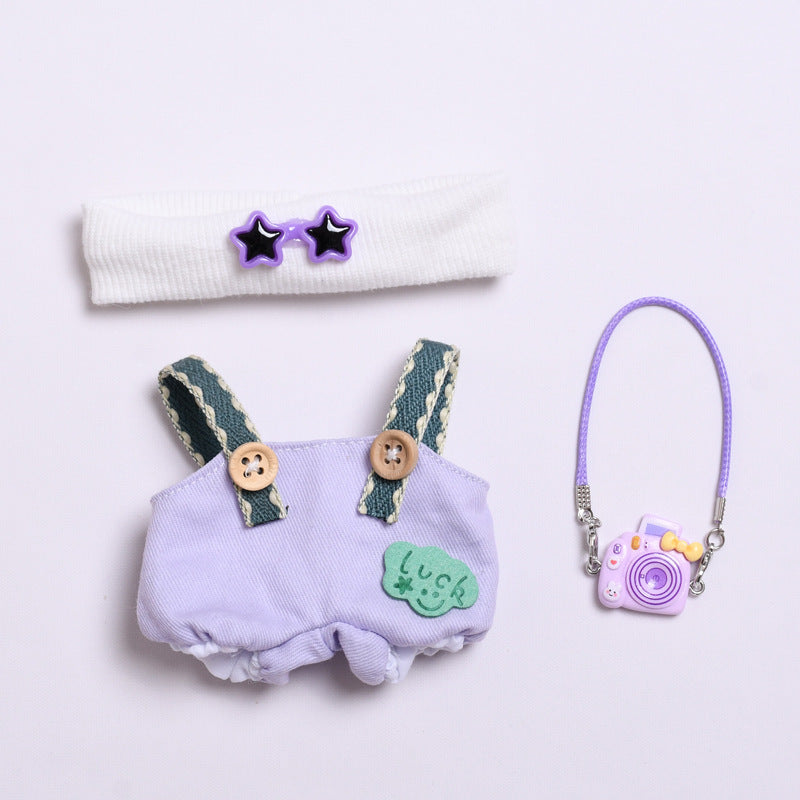 (only-clothes) First and Second Generation Labubu Pendant Luck Overalls Hat Set Labubu Dress-Up Doll Clothes
