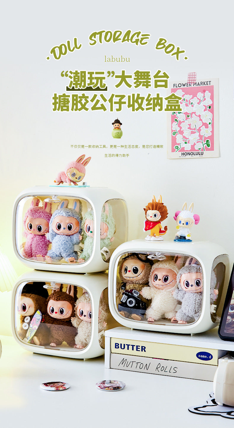 Space Capsule Labubu Blind Box Storage Box Transparent Bubble Mart White Box Display Figurine Display Stand 