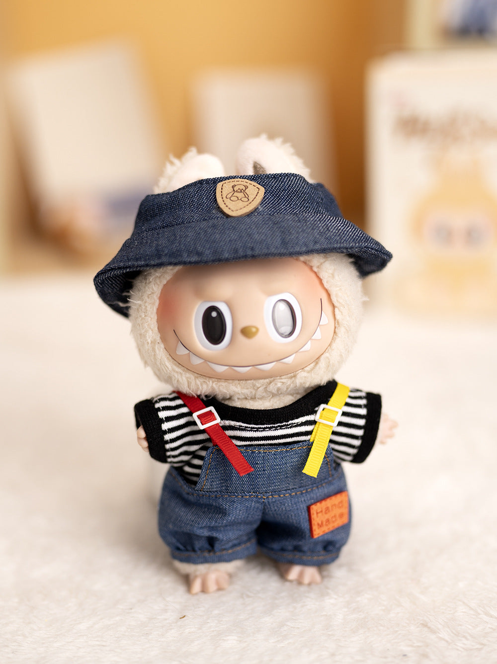 Labubu Plush Doll Clothes T-Shirt with Denim Overalls Labubu Plush Toy Doll Accessories Clothes