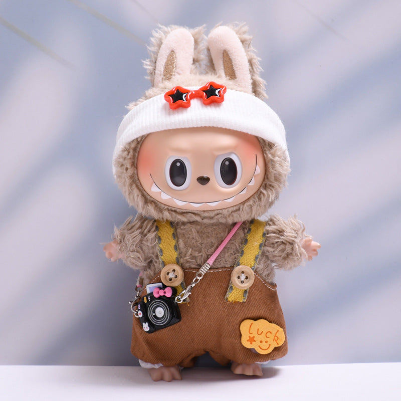 (only-clothes) First and Second Generation Labubu Pendant Luck Overalls Hat Set Labubu Dress-Up Doll Clothes