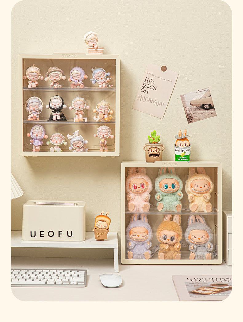 Labubu Display Box Wall-Mounted Labubu Vinyl Doll Storage Box Cotton Doll Plush Toy Transparent Doll Cabinet 