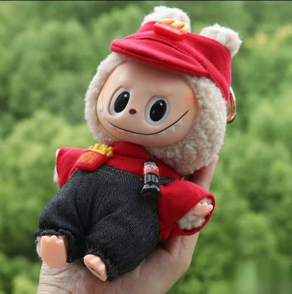 (only-clothes) First, Second, and Third Generation Labubu Doll Clothes High-end McDonald's Collaboration Labubu Gift Set for Workers Fries and Coke